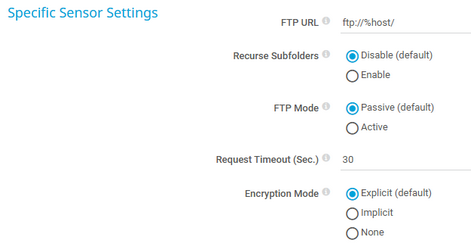 Specific Sensor Settings Specific Sensor Settings